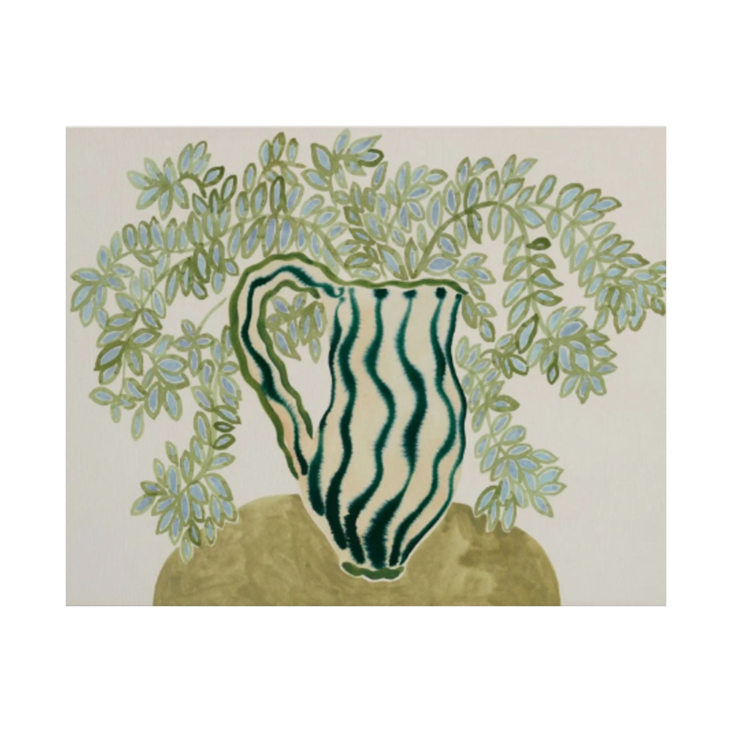 Botanical Pitcher Poster — Green Still Life Matte Horizontal Art Print