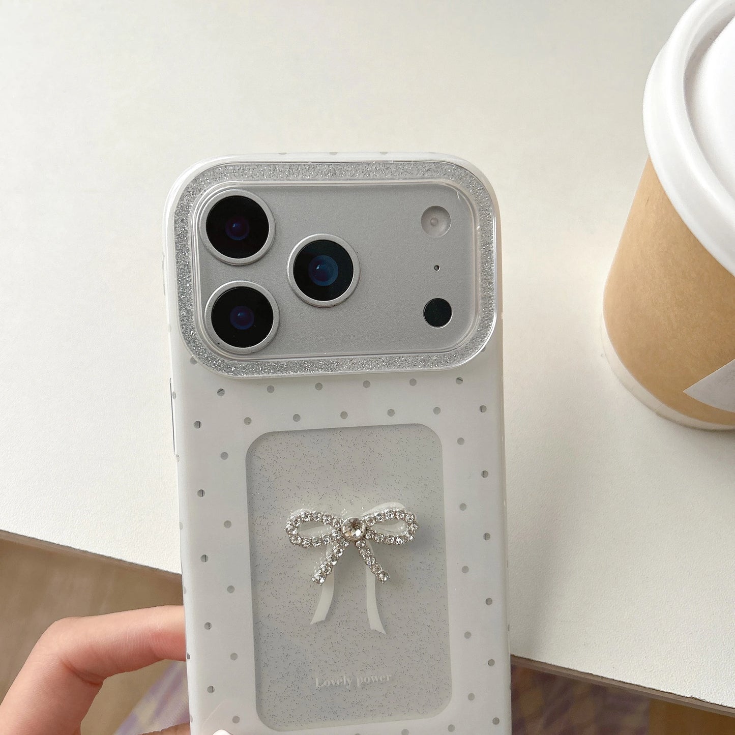 Korean Ins Simple Hollow-out Love Heart Pearl Sparkling Diamond Bow Phone Case for iPhone 17 16 15 14 13 Pro Max Back Cover Fund