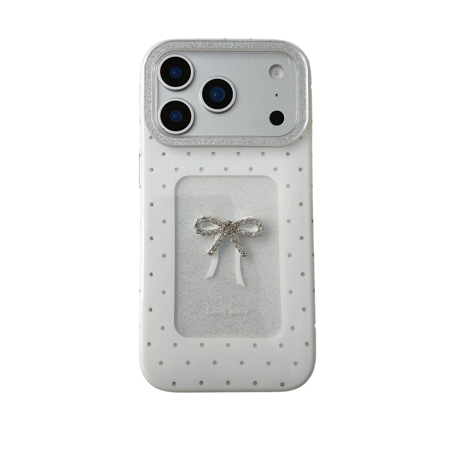 Korean Ins Simple Hollow-out Love Heart Pearl Sparkling Diamond Bow Phone Case for iPhone 17 16 15 14 13 Pro Max Back Cover Fund